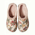 Pink Bouquet Embroidery Plush Printed Slippers