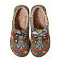 Lucky Cat Embroidery Plush Printed Slippers