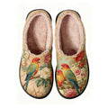 Parrot - Rose Embroidery Plush Printed Slippers