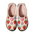 Quilted Strawberry Embroidery Plush Printed Slippers