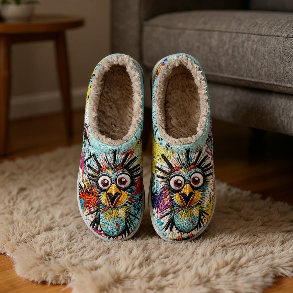 Bluebird Adventurer Embroidery Plush Printed Slippers