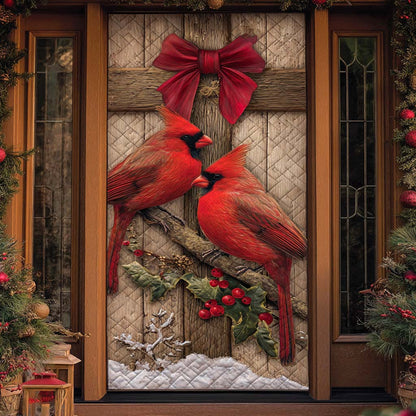 Christmas Ribbon Pair Quilted Door Cover