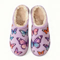 Lavender Colorful Butterfly Embroidery Plush Printed Slippers
