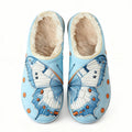 Large Blue Butterfly Embroidery Plush Printed Slippers