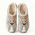 Cheerful Bunny Embroidery Plush Printed Slippers
