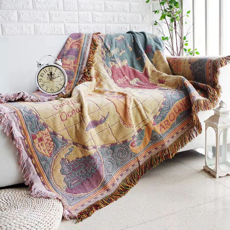Textile City American Country Retro Jacquard Woven Blanket Sun Moon God Sofa Throw Dust-proof Cushion Carpet Cushion 180x230cm