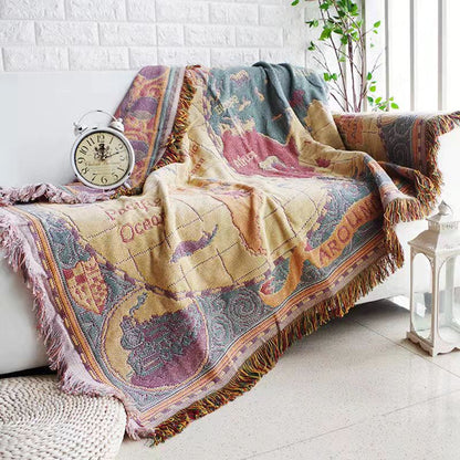 Textile City American Country Retro Jacquard Woven Blanket Sun Moon God Sofa Throw Dust-proof Cushion Carpet Cushion 180x230cm