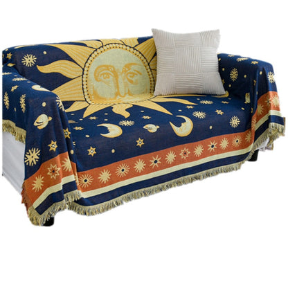 Textile City American Country Retro Jacquard Woven Blanket Sun Moon God Sofa Throw Dust-proof Cushion Carpet Cushion 180x230cm