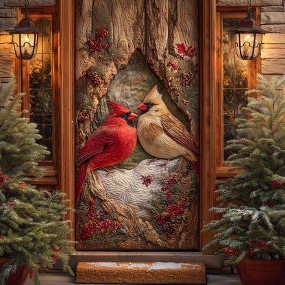 Holiday Cardinal Duet Quilted Door Cover