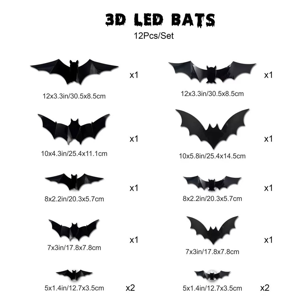 3D Halloween Bat Light Decoration