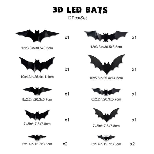 3D Halloween Bat Light Decoration