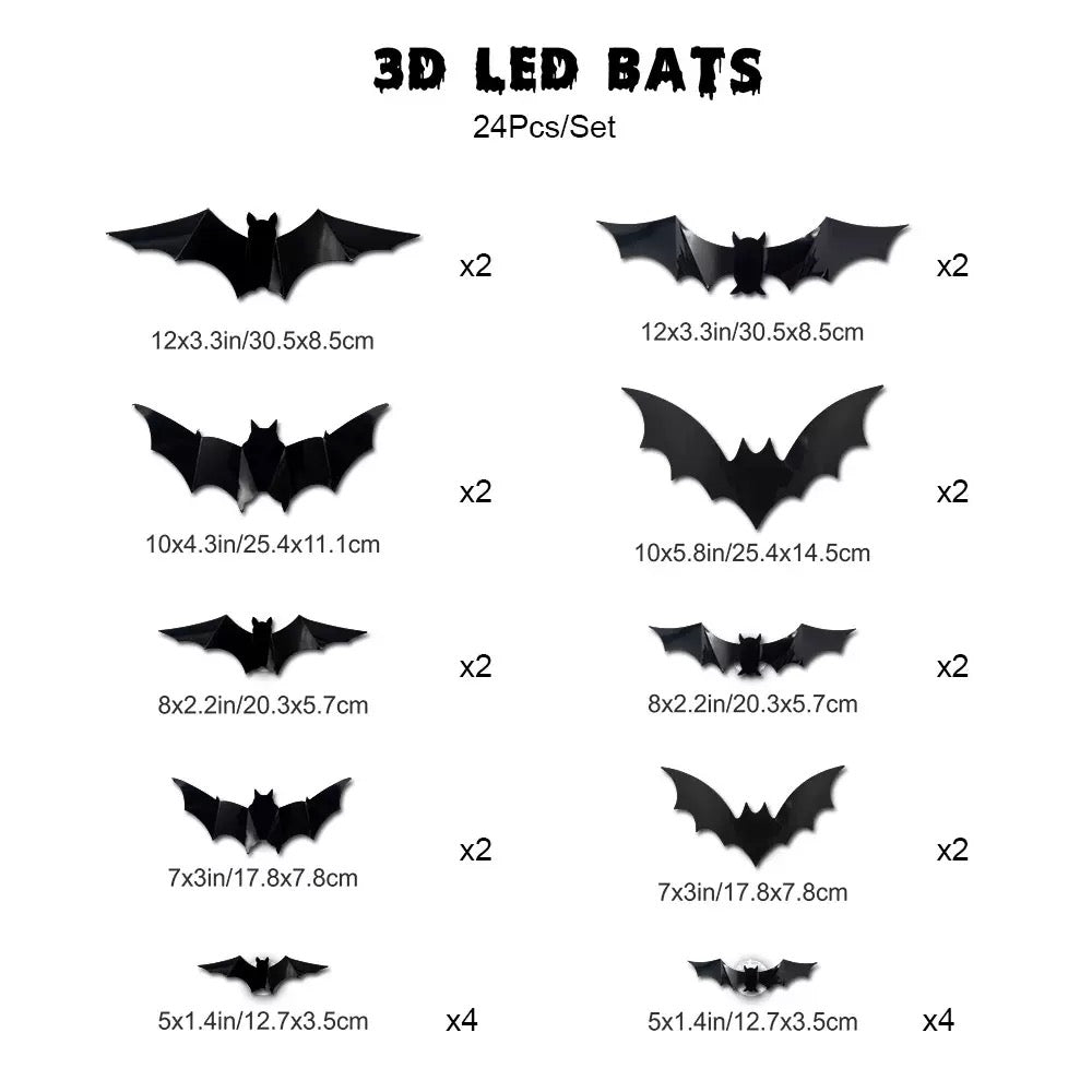 3D Halloween Bat Light Decoration