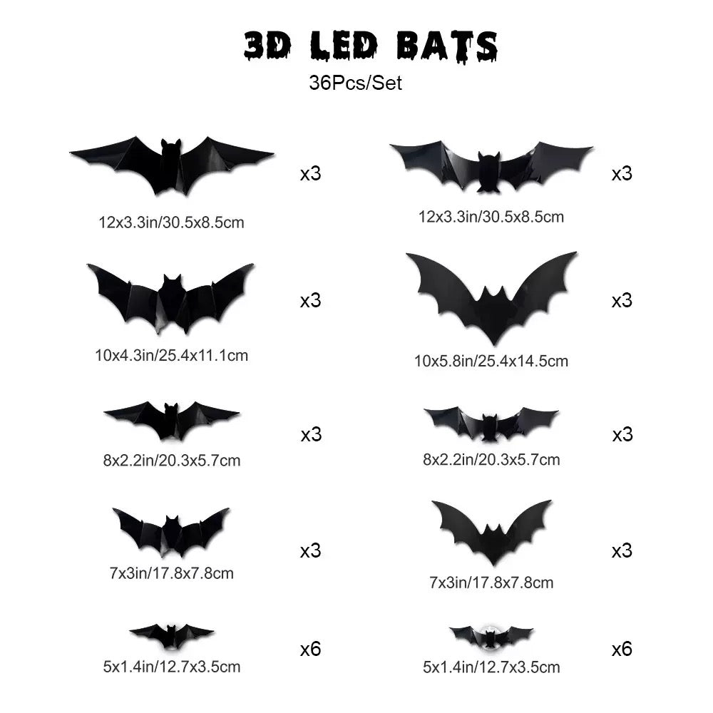 3D Halloween Bat Light Decoration