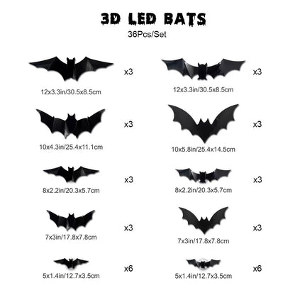 3D Halloween Bat Light Decoration