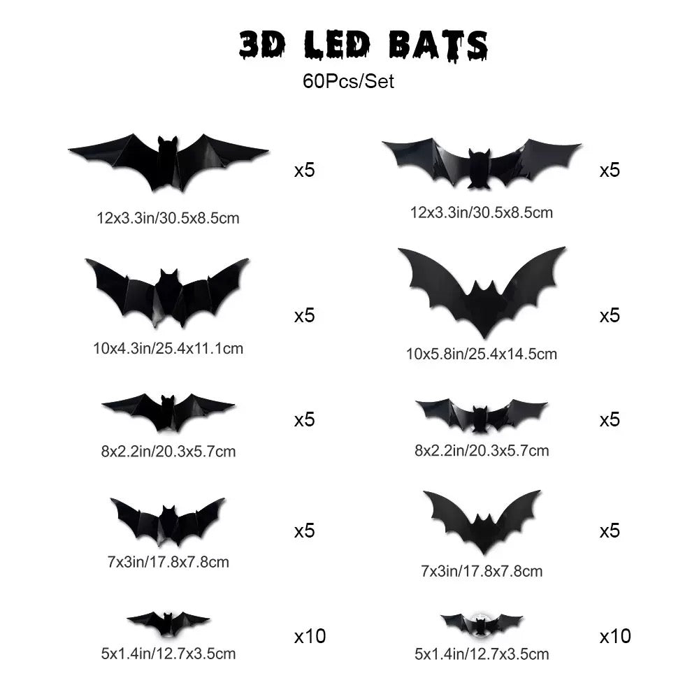 3D Halloween Bat Light Decoration