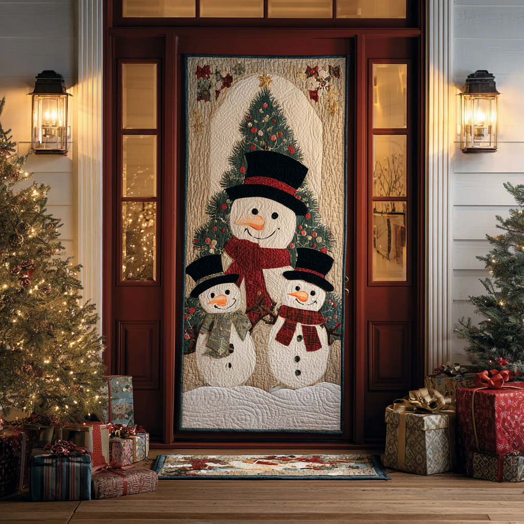 Joyful Snowman Quilted Door Cover
