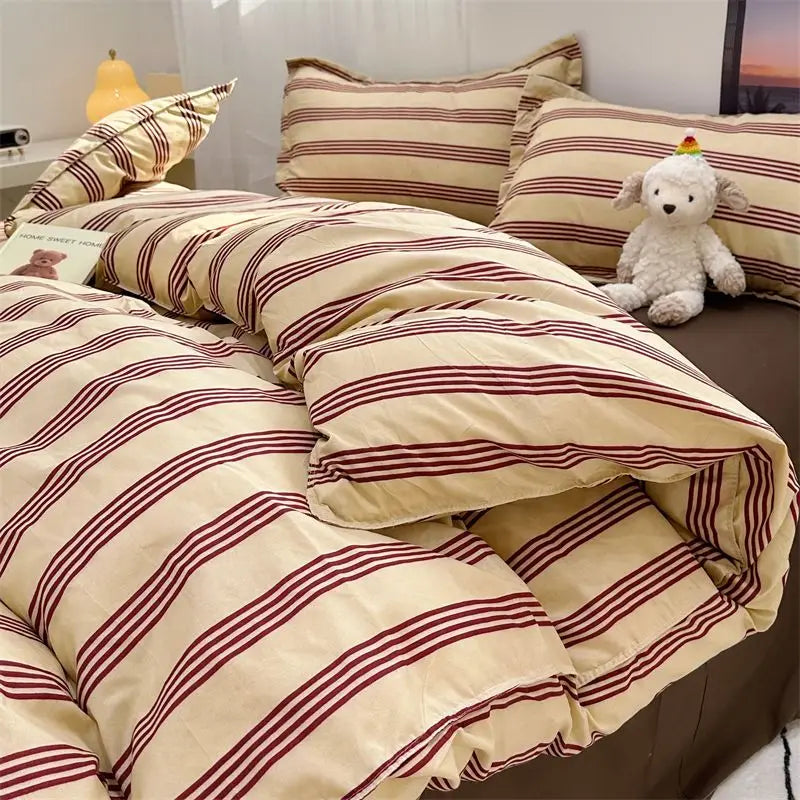 Green Grid Duvet Cover Set Ins Soft Bed Sheet Pillowcases No Filler Twin Queen Size New Spring Adult Kids Bedding Linens