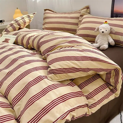 Green Grid Duvet Cover Set Ins Soft Bed Sheet Pillowcases No Filler Twin Queen Size New Spring Adult Kids Bedding Linens