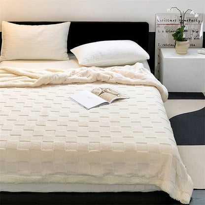 Ins Sweet Bow Casual Blanket Autumn and Winter Thickened Lambskin Blanket Quilt Cover Home Simple Sofa Decorative Blanket