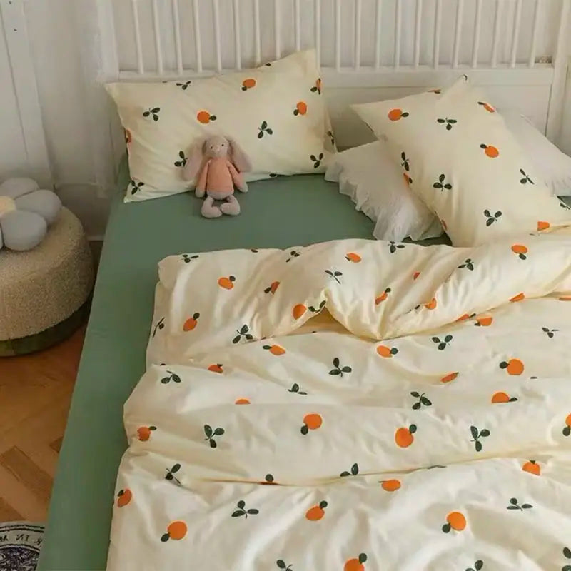 New Floral Bedding Set Fashion Ins Duvet Cover Flat Sheet Pillowcases No Filler Full Queen Size Hotel Home Soft Bed Linens
