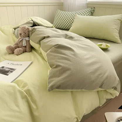 Bedding Set Nordic Single Double Flat Sheet Duvet Cover Pillowcase Soft Microfiber Full Queen Size Bed Linen