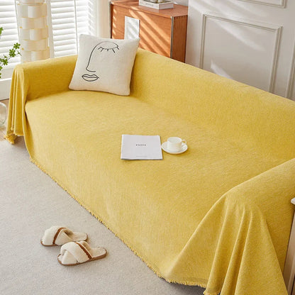 High Quality Waterproof Chenille Sofa Cover Cloth Green Striped Sofa Cushion Four Season Universal 3  Seat All Inclusive Blanket