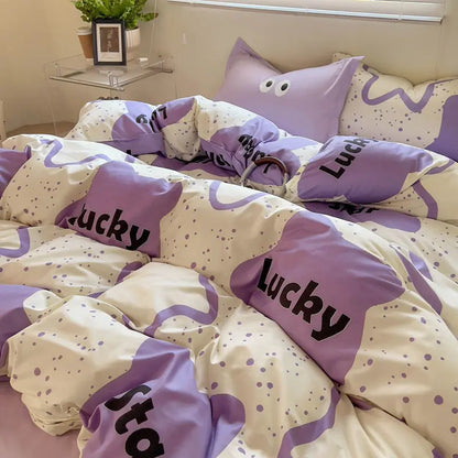 Green Grid Duvet Cover Set Ins Soft Bed Sheet Pillowcases No Filler Twin Queen Size New Spring Adult Kids Bedding Linens