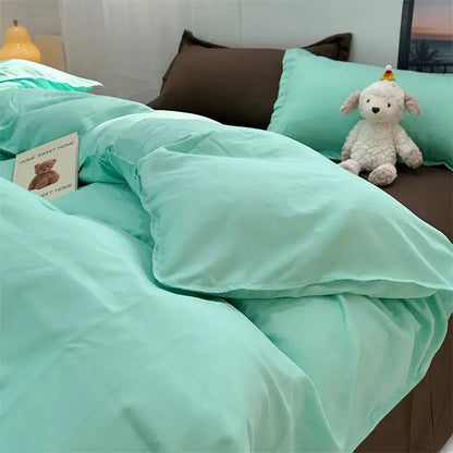 Green Grid Duvet Cover Set Ins Soft Bed Sheet Pillowcases No Filler Twin Queen Size New Spring Adult Kids Bedding Linens