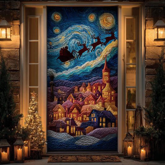 Santa Over the Starry Sky Quilted Door Cover