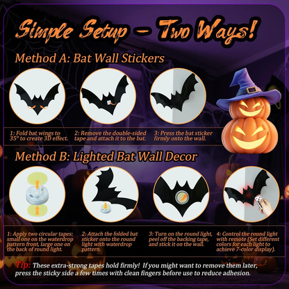 3D Halloween Bat Light Decoration
