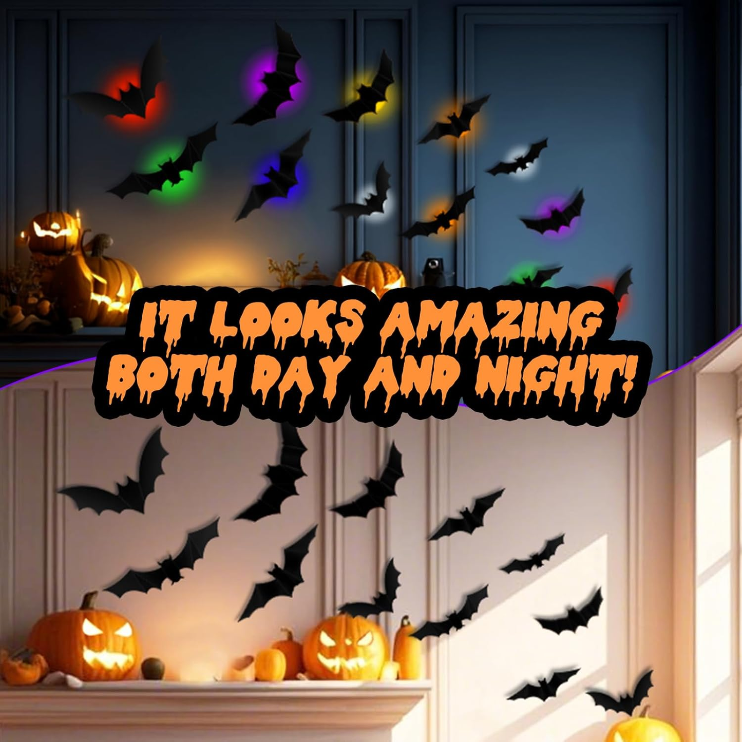 3D Halloween Bat Light Decoration