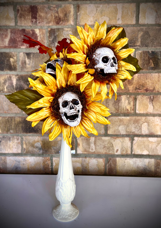 Handmade Creative Halloween Skull Sunflower Decoration