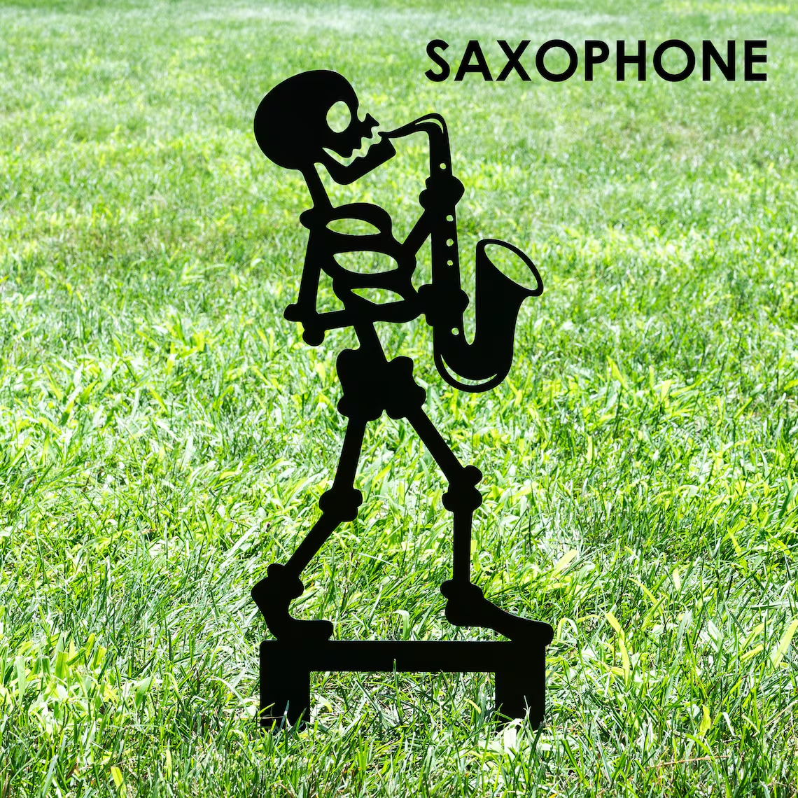Metal Skull Band Garden Stake