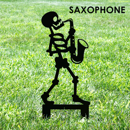 Metal Skull Band Garden Stake