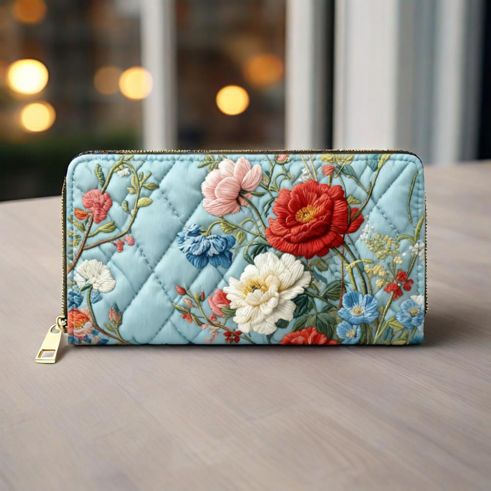 Roses in Bloom Van Quilted Wallet