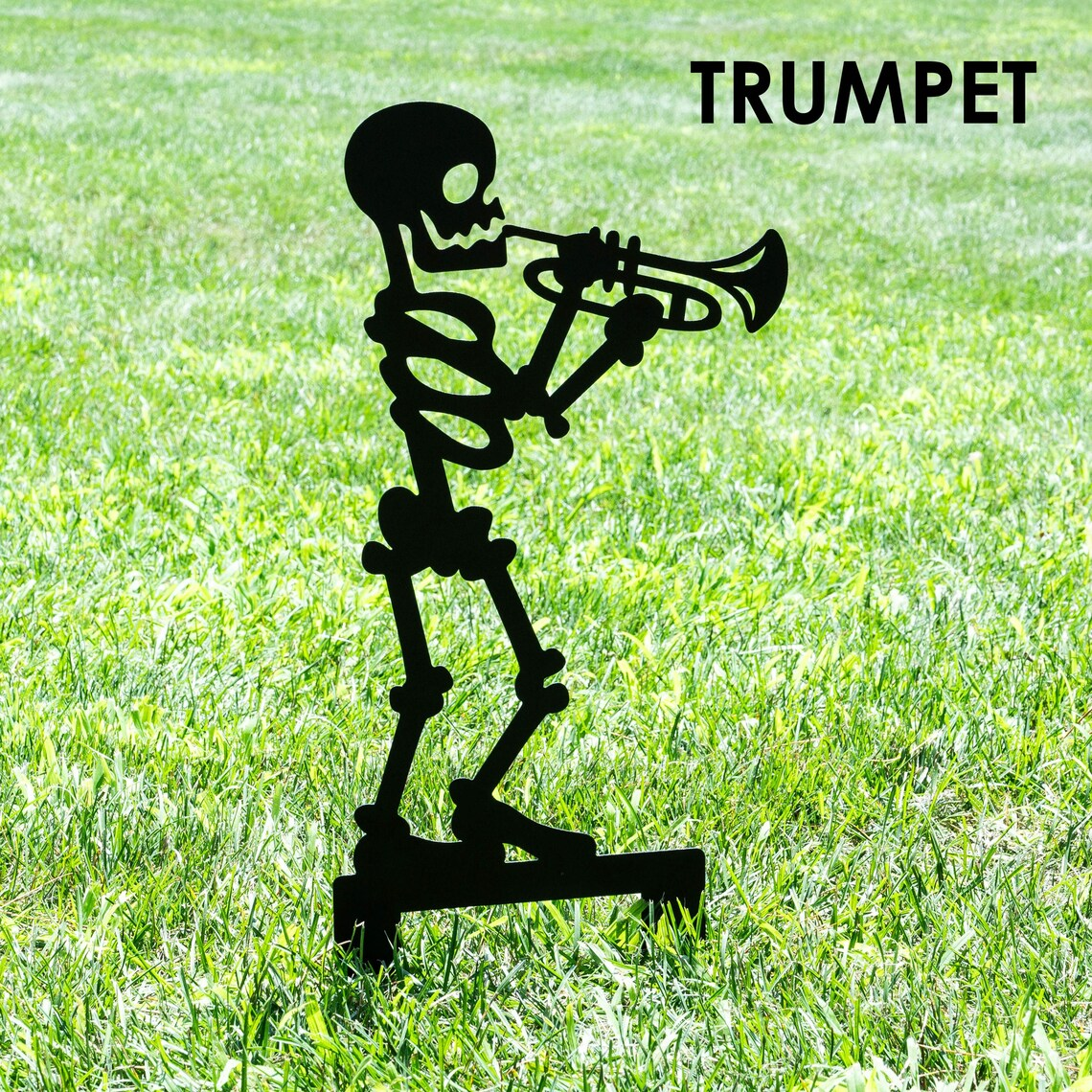 Metal Skull Band Garden Stake
