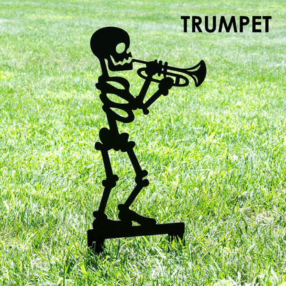 Metal Skull Band Garden Stake