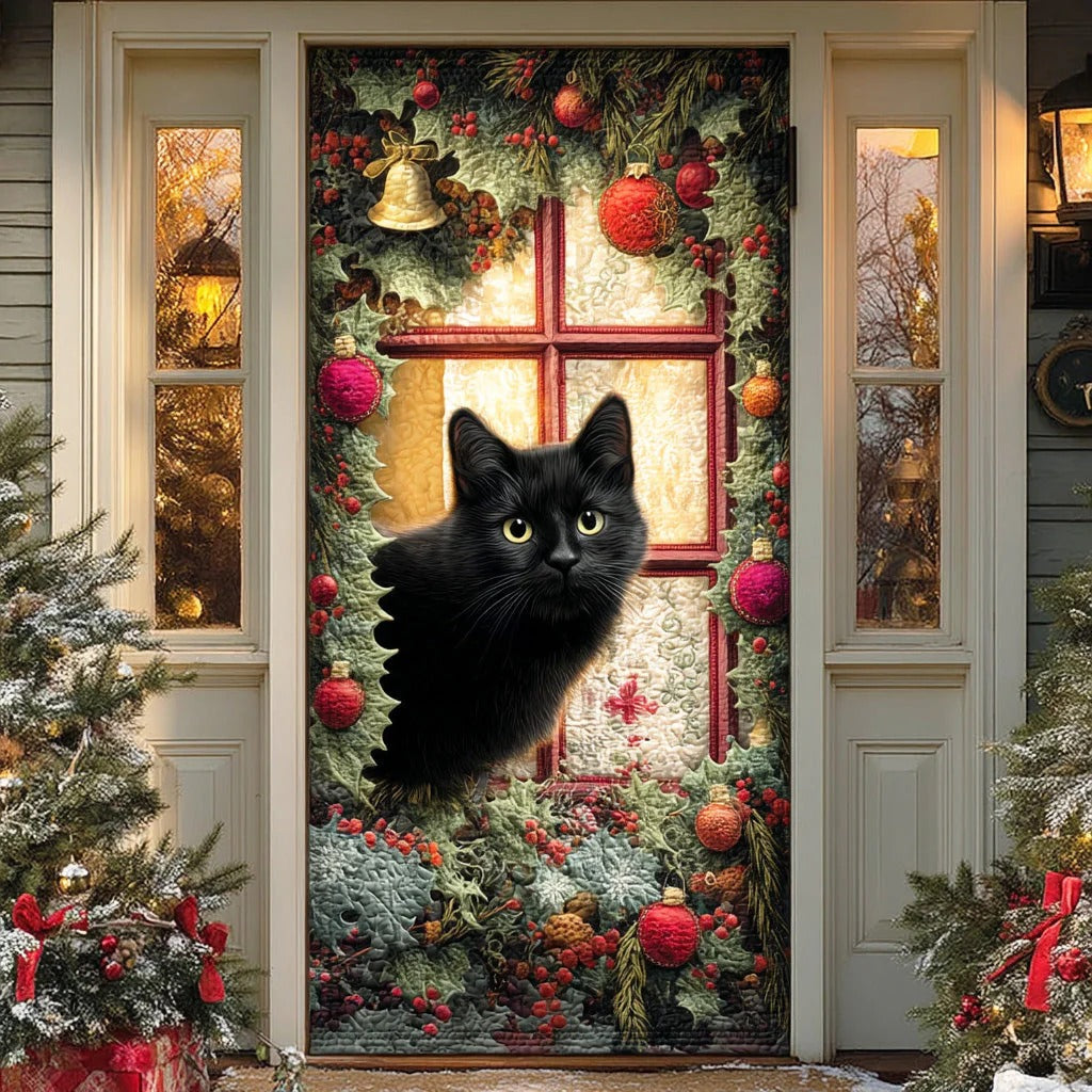 Black Cat Cozy Midnight Quilted Door Cover