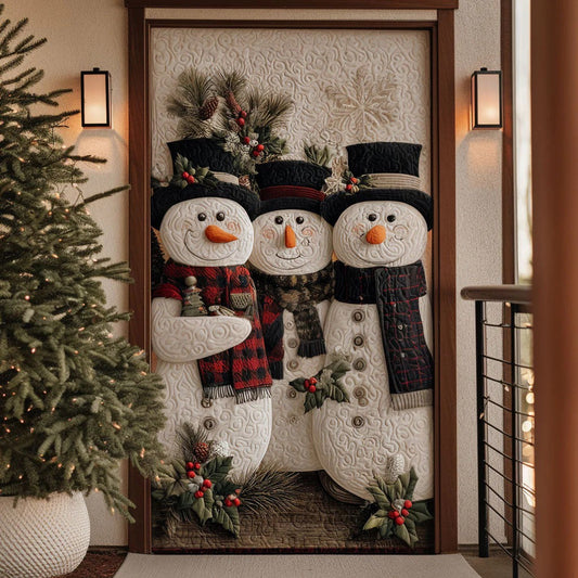 Holly Snow Quilted Door Cover