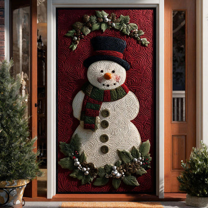 Happy Snowtop Quilted Door Cover