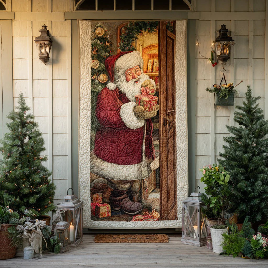 Santa Doorstep Quilted Door Cover Quilted Door Cover