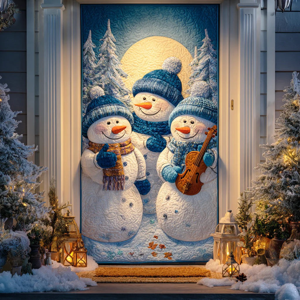 Snowman Winter Parade Quilted Door Cover