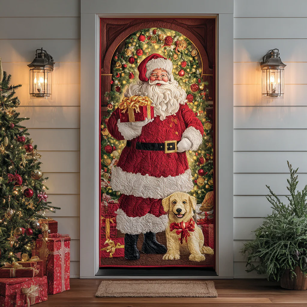 Santa Glow Quilted Door Cover