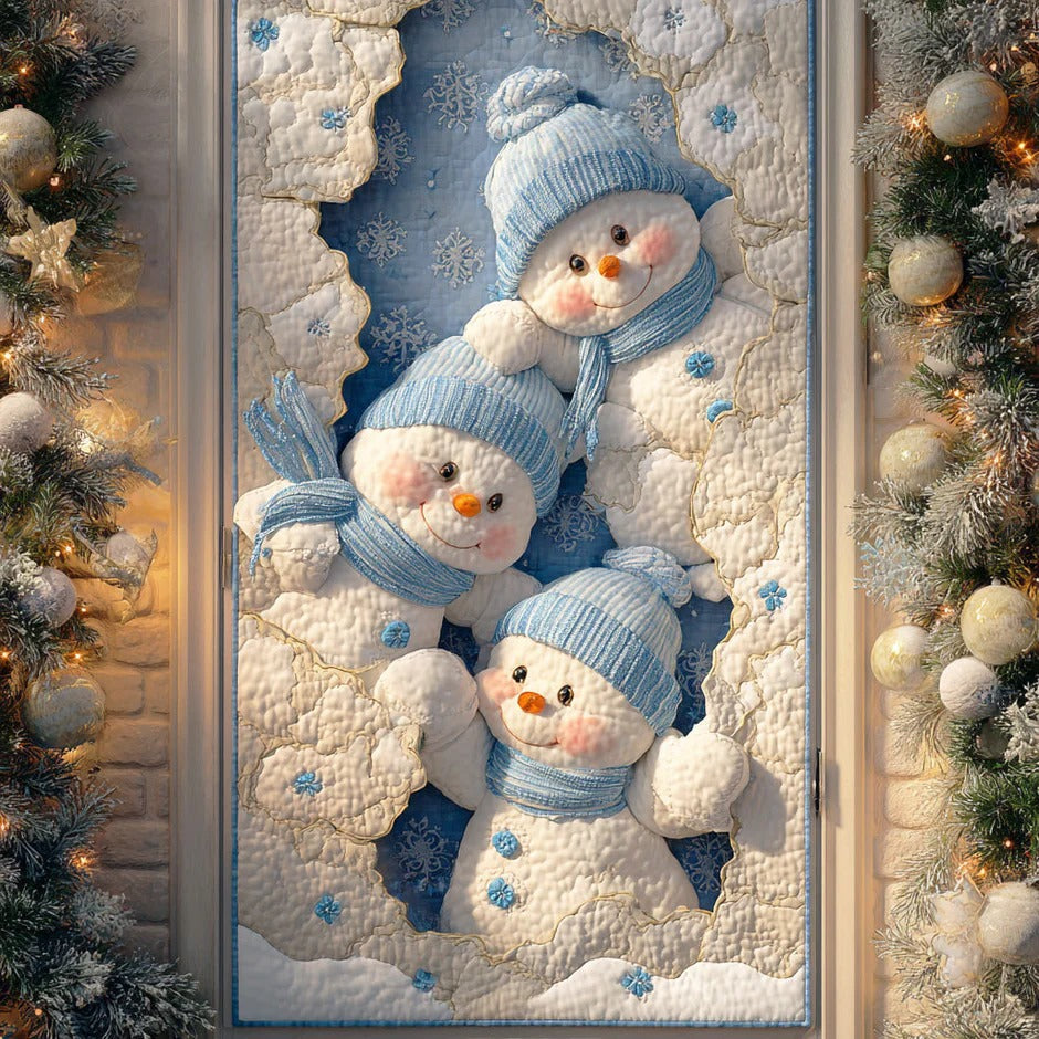 Snowman Snowy Friend Quilted Door Cover