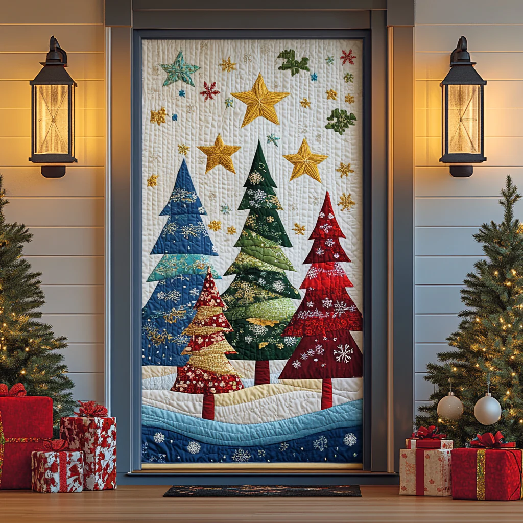 Festive Night Quilted Door Cover
